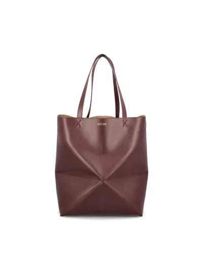 Loewe Puzzle Fold Large Tote Bag In Brown