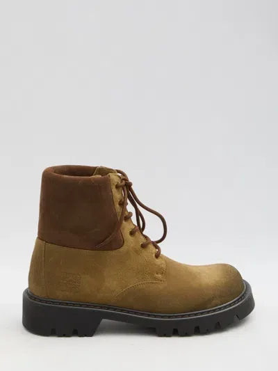 Loewe Sierra Combat Boots In Brown