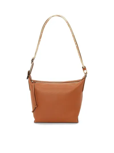 Loewe Small Cubi Crossbody Bag In Smooth And Jacquard Calfskin In Brown