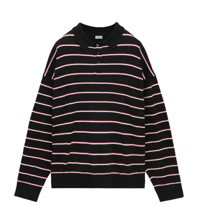 Loewe Striped Polo Sweater In Black