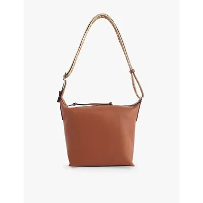 Loewe Tan Cubi Small Branded-strap Leather Shoulder Bag In Brown