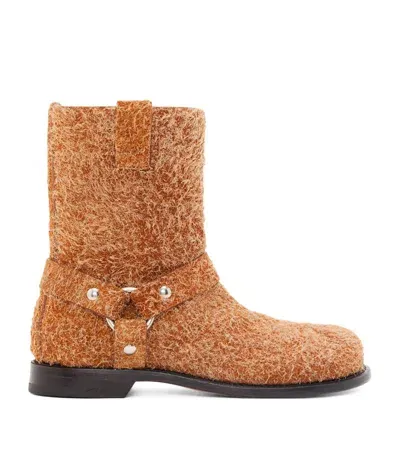 Loewe Paula's Ibiza Campo Brushed-suede Boots In Brown