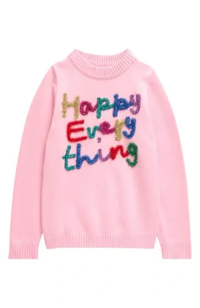 Lola & The Boys Lola + The Boys Kids' Happy Everything Tinsel Sweater In Pink