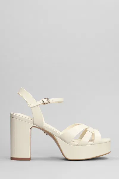 Lola Cruz Aria Platform 95 Sandals In Beige Leather