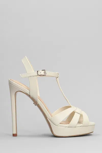 Lola Cruz Aria Platform Sandals In Beige Leather