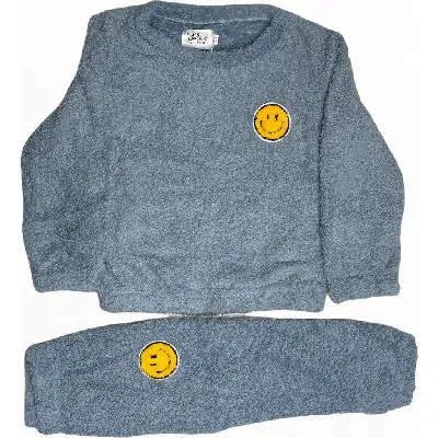 Lola + The Boys Kids'  Bright Smile Patch Fuzzy Set In Blue