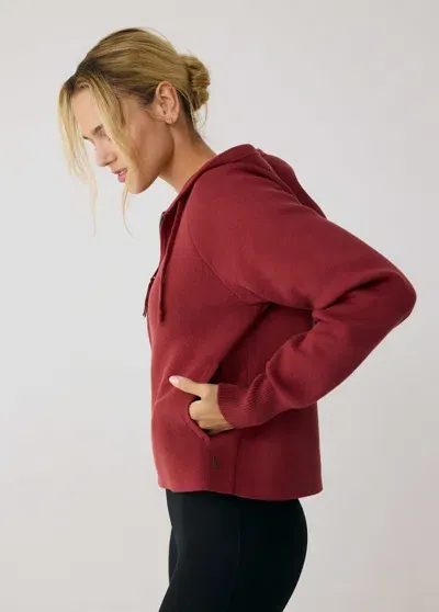 Lole Willow Zip Cardigan In Tuscan Red