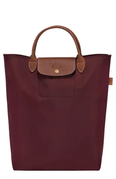 Longchamp Medium Cabas Replay Recycled Canvas Tote In Burgundy