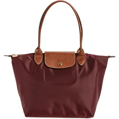 Longchamp Medium Le Pliage Nylon Shoulder Tote In Burgundy