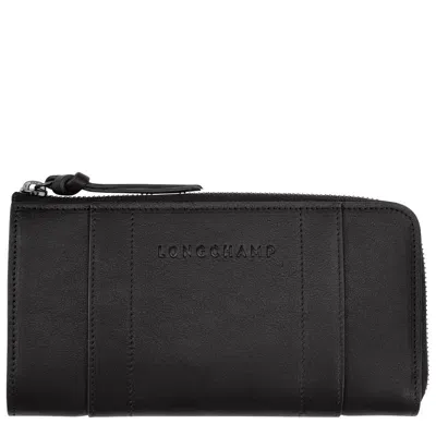 Longchamp Portefeuille Zippé  3d In Black