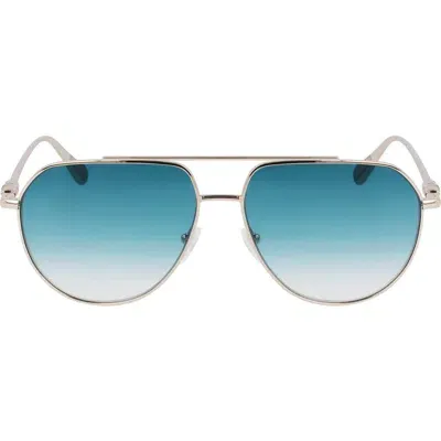 Longchamp Roseau 57mm Gradient Aviator Sunglasses In Blue