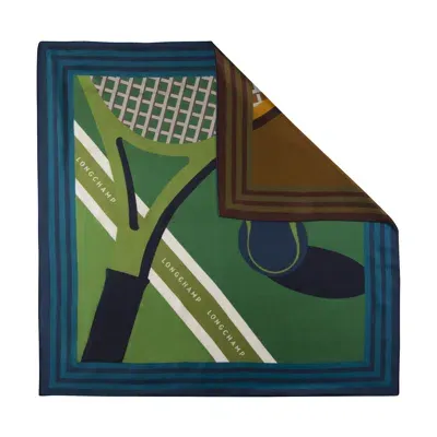 Longchamp Silk Scarf 70  Set In Green