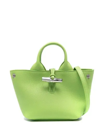 Longchamp Xs Le Roseau Essential Leather Bucket Bag In Green