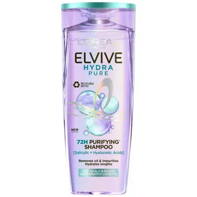 L'oréal Paris Elvive Hydra Pure 72h Purifying Shampoo With Hyaluronic And Salicylic Acids 500ml In Purple