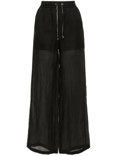 Lorena Antoniazzi Semi-sheer Straight-leg Trousers In Black