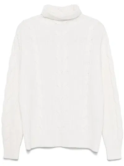 Lorena Antoniazzi Cable-knit Turtleneck Sweater In White