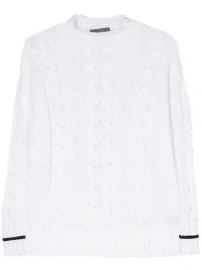 Lorena Antoniazzi Sequin-embellished Cable-knit Jumper In White