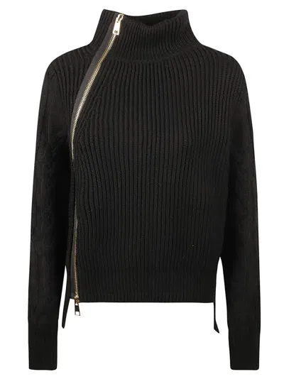 Lorena Antoniazzi Side Zip Rollneck Knit Pullover In Black