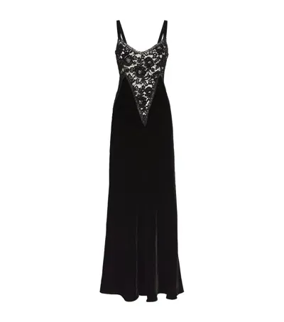 Loretta Caponi Velvet-lace Jolanda Nightdress In Black