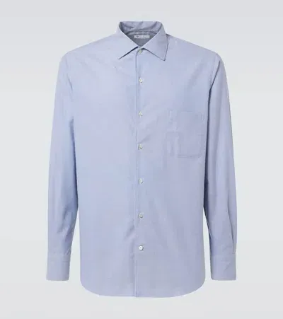 Loro Piana André Cotton Oxford Shirt In Blue