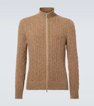 Loro Piana Cable-knit Cashmere Zip-up Cardigan In Zipper Closure