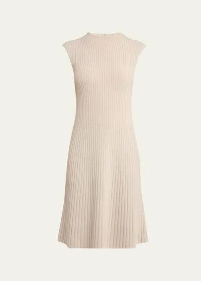 Loro Piana Cervatto Cap-sleeve Cashmere Rib Dress In Ivory Lace Mela