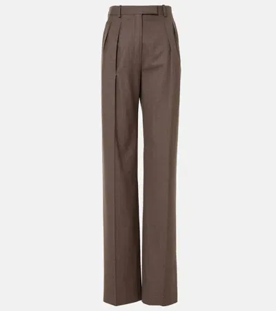 Loro Piana Chad Virgin Wool Wide-leg Pants In Braun