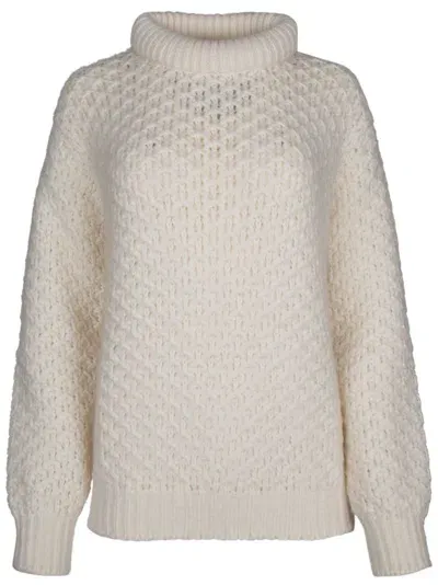 Loro Piana Chunky Open-knit Sweater In White