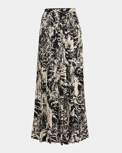 Loro Piana Clea Rainforest Excellence Pleated Maxi Skirt In T1m2 Blacknougat