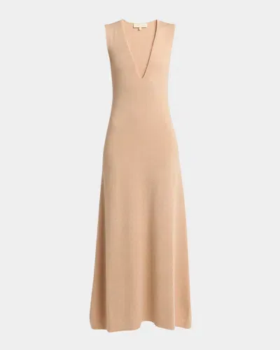 Loro Piana Cocooning Delicate Cashmere-silk Midi Dress In D0pc Papaya Whip