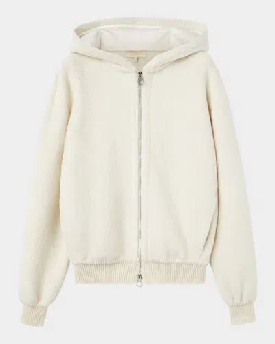 Loro Piana Cocooning Ottoman Cashmere Hooded Zip Jacket In 1230 Nougat