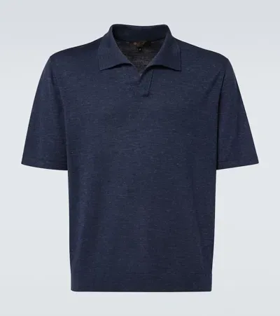 Loro Piana Cool Silk, Cashmere, And Linen Polo Shirt In Blue