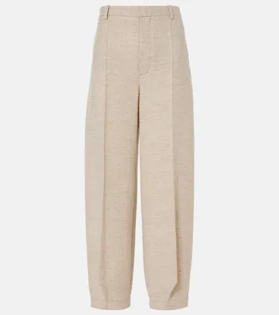 Loro Piana Dylan Wool-blend Tapered Pants In Beige