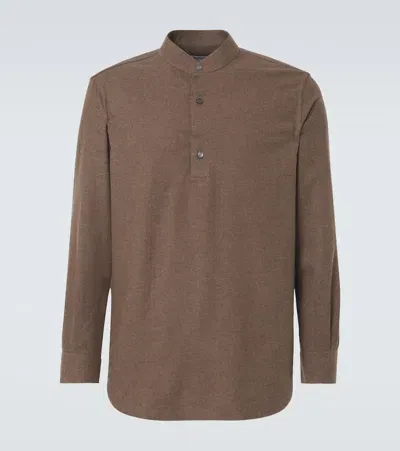 Loro Piana Elia Wool And Cashmere Shirt In Brown