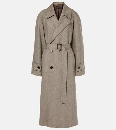 Loro Piana Foster Herringbone Virgin Wool Coat In Brown