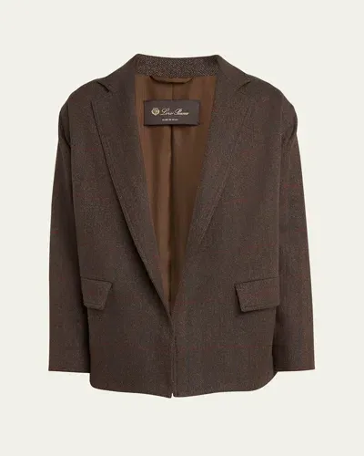 Loro Piana Grace Single-breasted Herringbone Cashmere Jacket In F6g8 Cocoa Truffle M