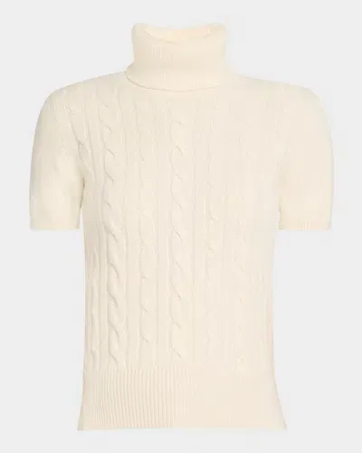 Loro Piana Jubilee Cable Baby Cashmere Turtleneck Sweater In Pure Jubilee