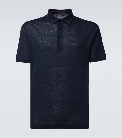 Loro Piana Linen Polo Shirt In Blue