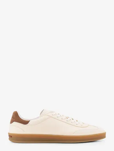 Loro Piana Men's Tennis Walk Mixed Leather Sneakers In White