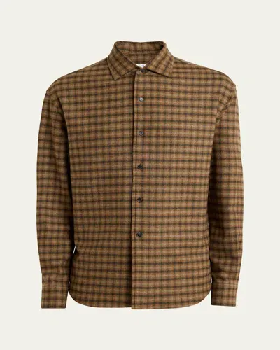 Loro Piana Men's Andre Tartan Wish Wool And Cashmere Casual Button-down Shirt In Ochre Check