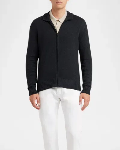 Loro Piana Cashmere Zip-up Sweater In Gray