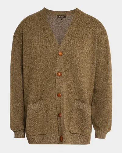 Loro Piana Pastore Oversized Cashmere Cardigan In Fancy Tundra Melange