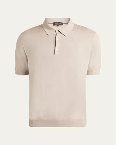 Loro Piana Slim-fit Wool, Silk And Cashmere-blend Polo Shirt In A0gx Natural Unito