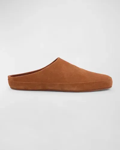 Loro Piana Tomori Round-toe Suede Slippers In Calf Brown