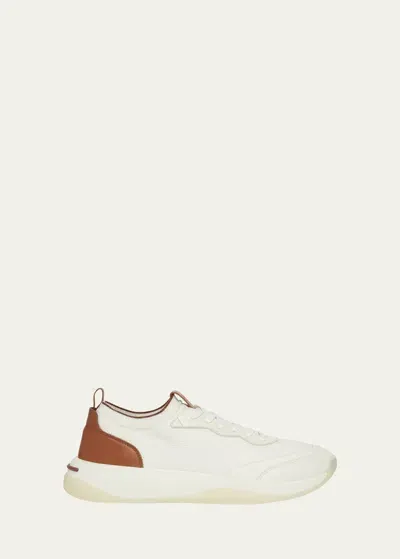 Loro Piana 410 Lp Walk Leather-trimmed Wish® Wool Sneakers In White