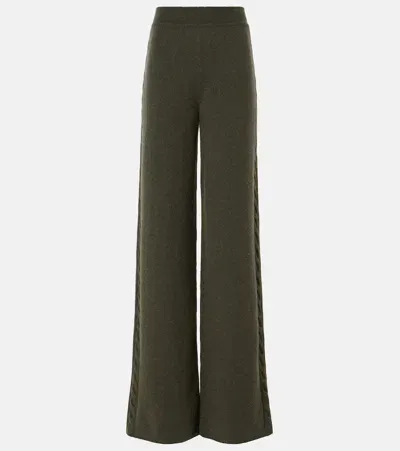 Loro Piana Napier Cashmere Wide-leg Pants In Green