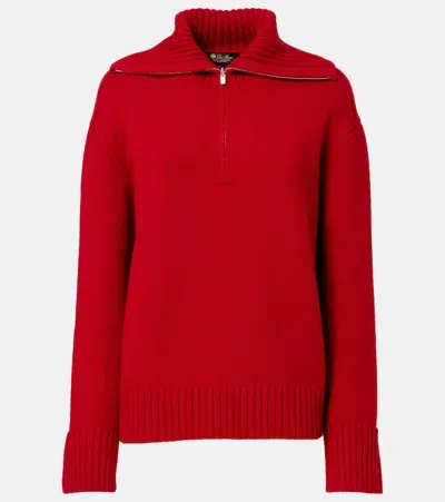 Loro Piana Parksville Cashmere Half-zip Sweater In Candy Apple Red