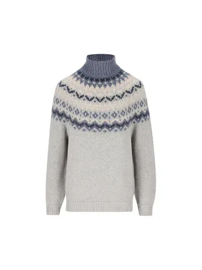 Loro Piana Pattern Intarsia Knit Sweater In Multi