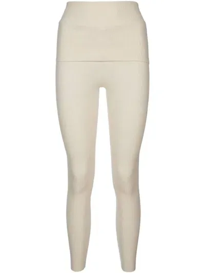 Loro Piana Rib-knit High-waisted Leggings In Neutrals