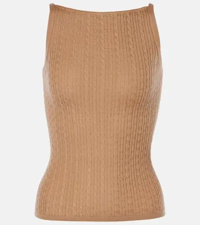 Loro Piana Rimella Cable-knit Cashmere And Silk Top In Brown